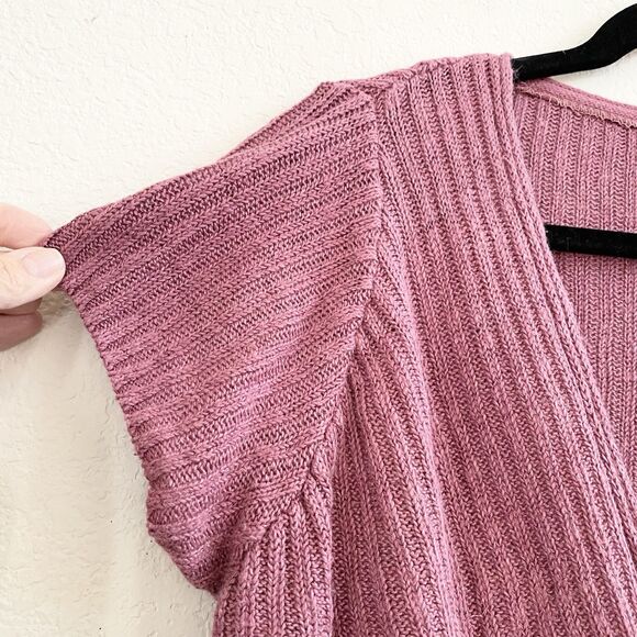 Free People Beach Women's 100% Linen Wrap Sweater Pink Knit Beachy Boho Large - Picture 3 of 11